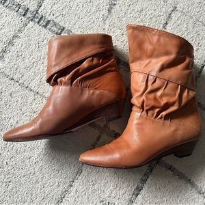Frye Cognac Leather Ankle/Midi Boots